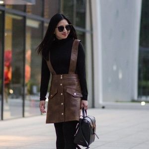 Zara suspenders leather skirt